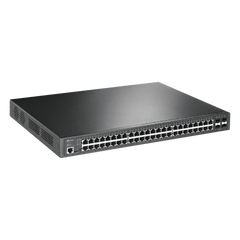 Switch L2+ Omada PoE+ / 48 Puertos PoE+ 10/100/1000 Mbps / 4 Puertos SFP 1G / 2 Puertos Consola (RJ45 y microUSB) / Administración Centralizada Omada o Stand-Alone / Multicast IGMP / Calidad de Servicio / Presupuesto PoE 384W / Montaje en Rack