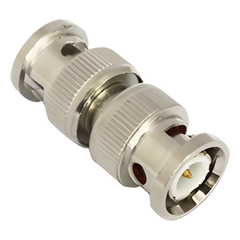 Adaptador tipo barril para 75 Ohm, de conector BNC macho a BNC macho, Níquel/ Oro/ Teflón.