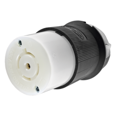 Conector Industrial con Bloqueo de Media Vuelta / 20 A 120/208 V CA / 4 Polos 5 Hilos / Color Blanco y Negro / Nema L21-20R/ Grado Industrial.