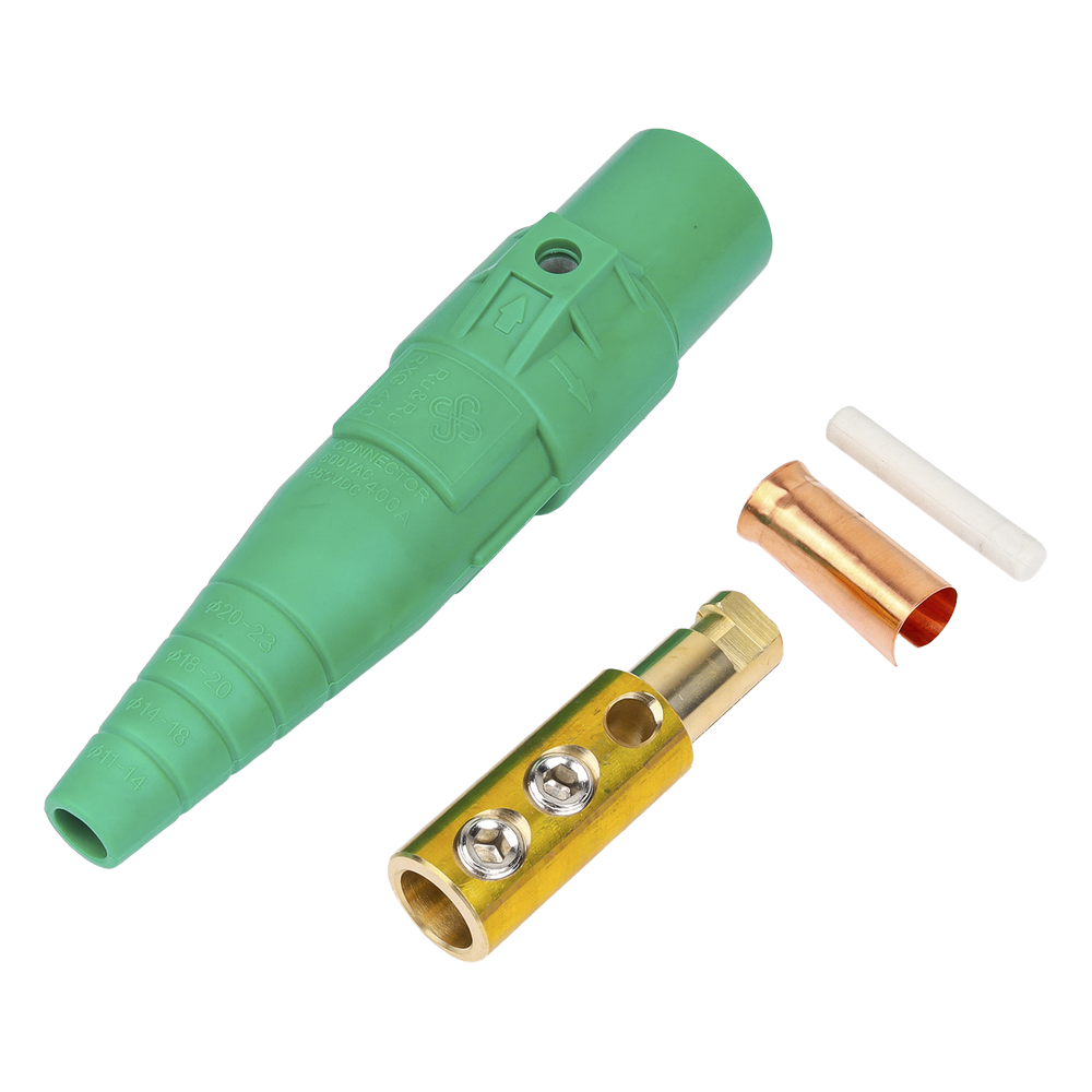 Conector Camlock Macho / 400 Amperes / AC 600V / Sección Cable 50-95 mm² / Abrazadera Compresión / Plástico Ingeniería / Varios Colores