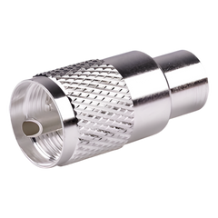 Conector UHF Macho (PL-259) para cables LP-400, RG-8/U, RG-8U-SYS, 8237, 8267, 8268, 9913, CTN-400, 7810, 8214, 7810A, RFLASH-1113, LMR-400, Plata (Concha-Níquel)/ Plata/ D.A.P. (Fibra Sintética)