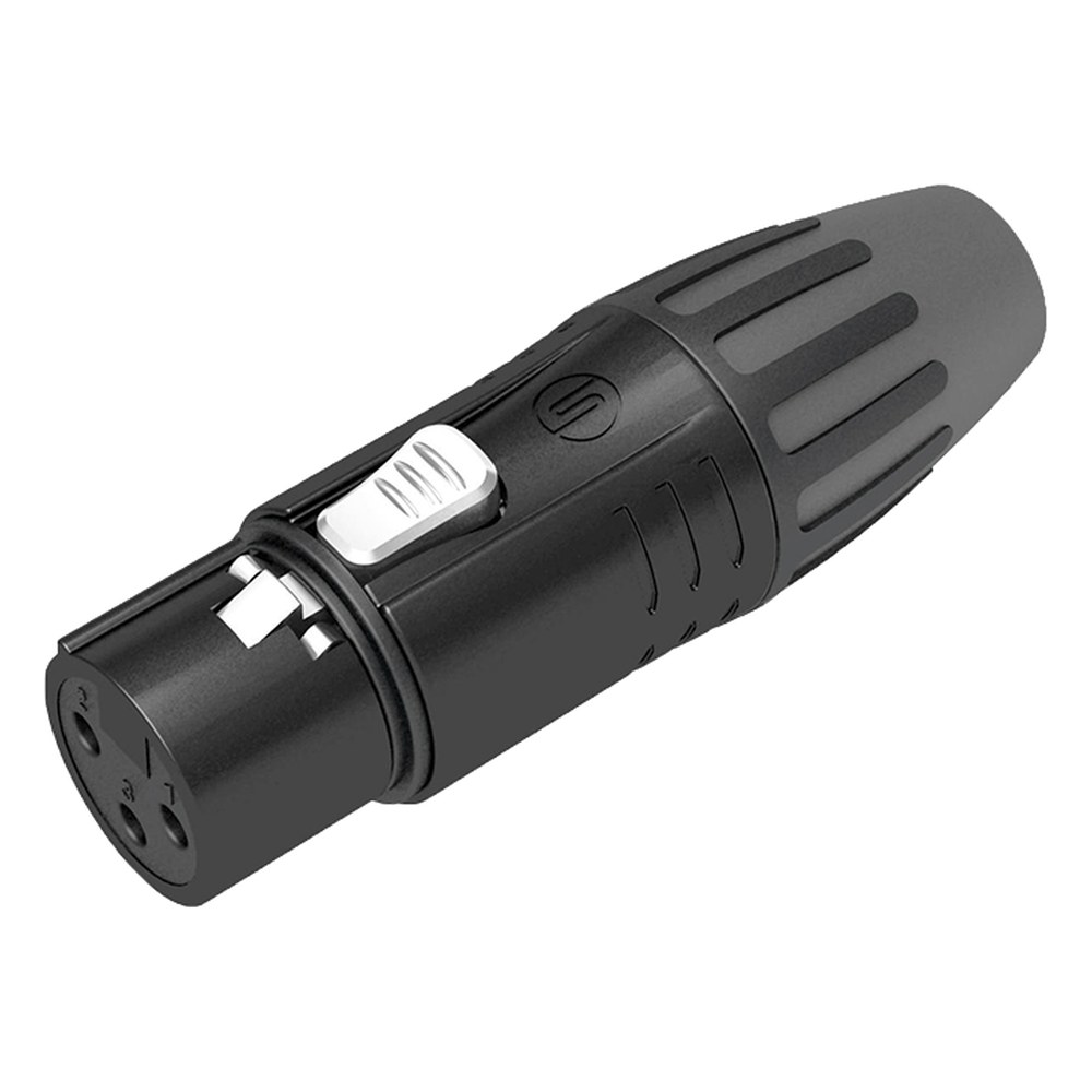 Conector XLR hembra | Carcasa Enchapada en Negro | Contactos Enchapados en Plata |