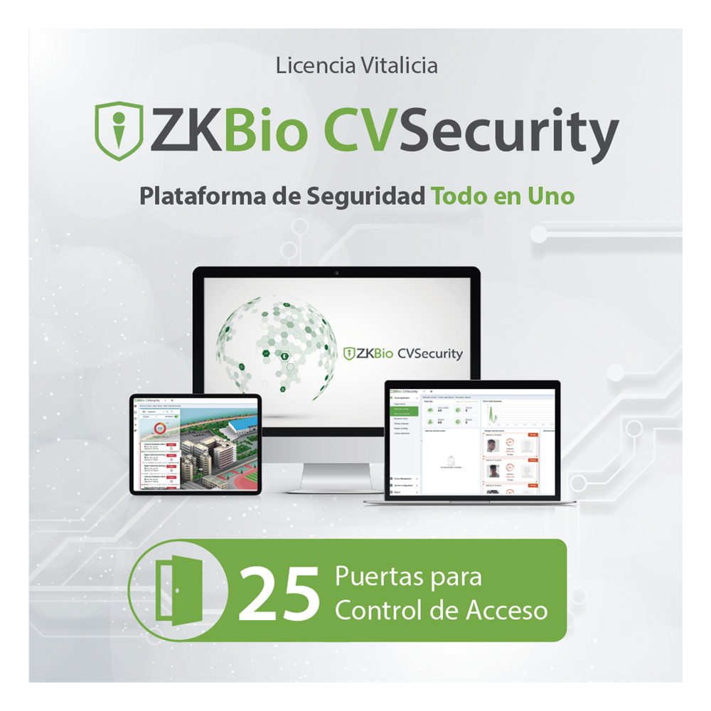 Licencia para ZKBio CVsecurity permite gestionar hasta 25 puertas para control de acceso