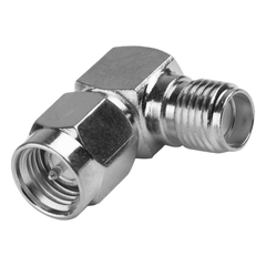 Adaptador en Ángulo Recto, de Conector SMA Macho a SMA Hembra Níquel/ Oro/ Teflón.