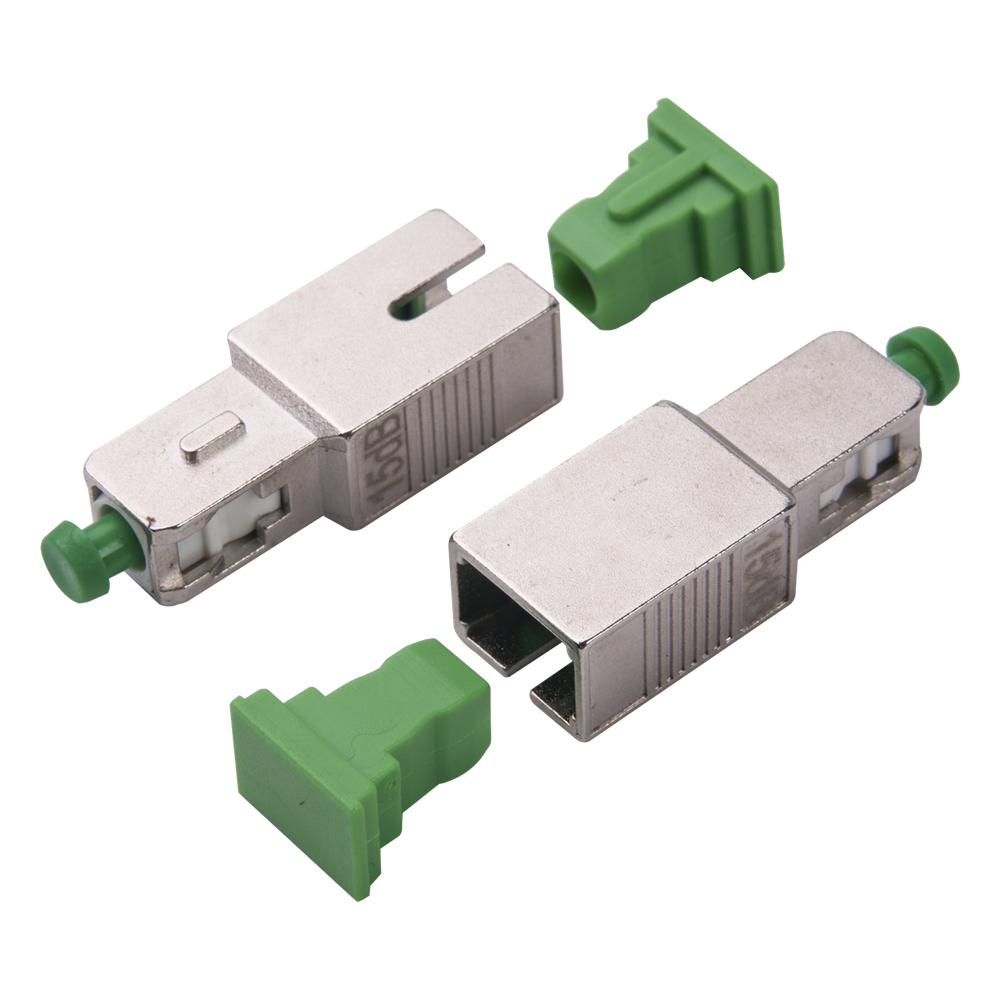 Atenuador Óptico Macho-Hembra con Conector SC/APC de 15dB para Fibra Monomodo