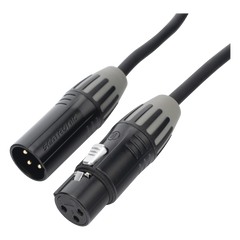 Cable XLR | 3 polos | Conector Hembra-Macho | Serie M | Carcasa Negra | Contactos Dorados | Ideal para Microfonía | Longitud 3m