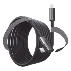 Cable USB-C a USB-C (Cable Link) | 5 metros (16 pies) |  Transferencia de Alta Velocidad | Carga Rápida | Un Extremo Angulado | Caja de Aluminio | Nylon Trenzado.