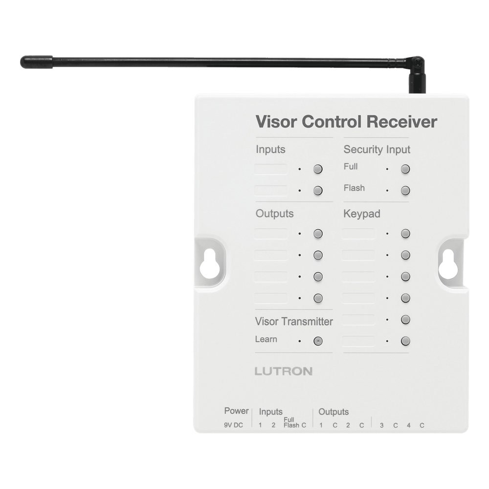 Receptor de control de visera para RadioRA 2 con 4 salidas de contacto seco para puertas de garaje o portones y entrada de seguridad, color blanco