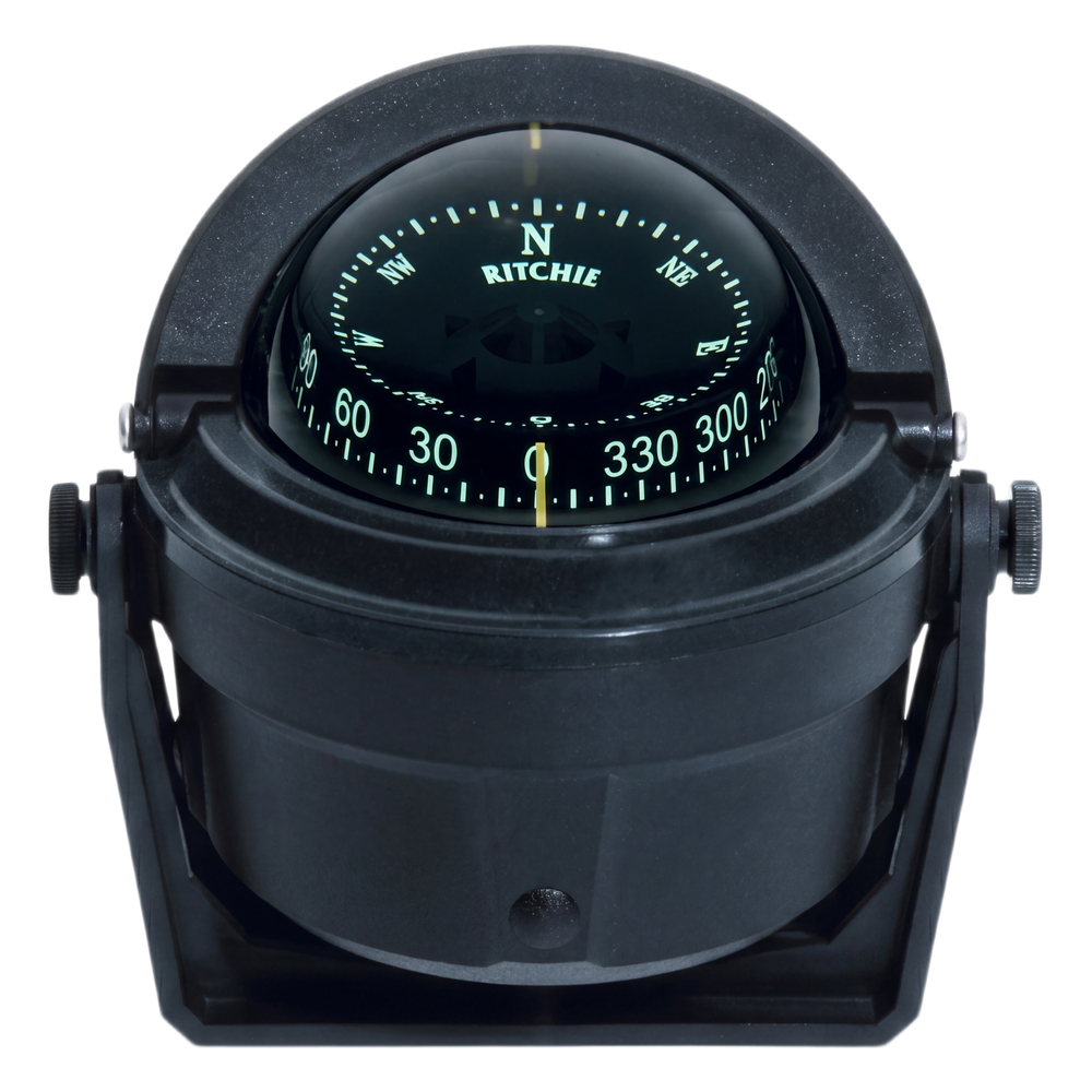 Brújula de Navegación Marítima Ritchie Voyager B-81R / Montaje en Bracket / CombiDial 3" (76 mm) / Iluminación NiteVu Verde / DirectiveForce Magnets / Escudo Solar Móvil / 100% Reparable