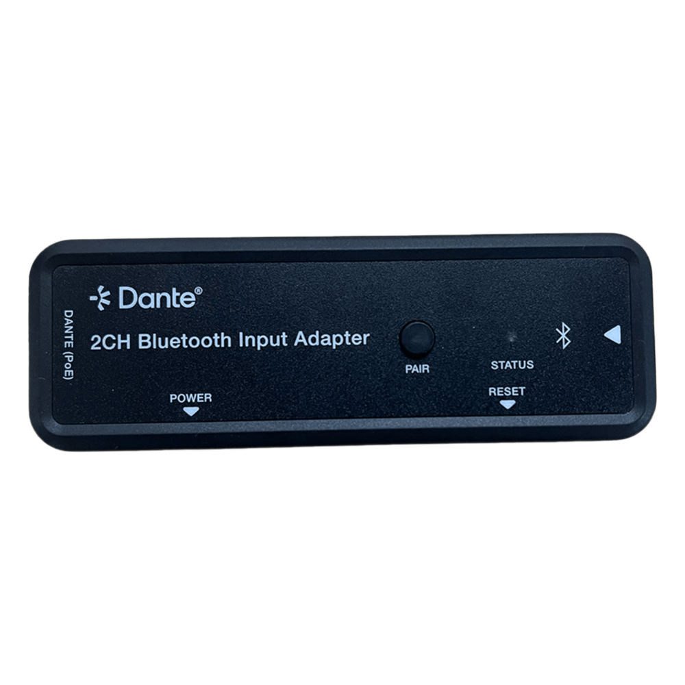 Extensor de Audio Dante® 2CH Bluetooth Input Adapter | Entrada Bluetooth 2 Canales | Salida Dante® Digital | Latencia Configurable 1-5 ms | Compatible HDMI 1.4 | HDCP 1.4 | PoE IEEE802.3af | Distancia de Transmisión 100 m