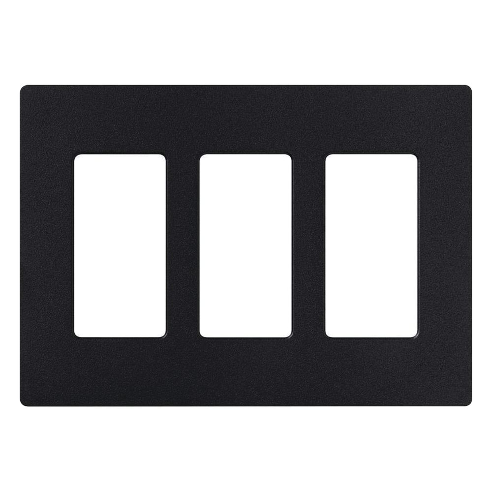 Placa de pared Satin Colors de 3 espacios sin tornillos visibles, acabado satinado color Midnight, para atenuadores, apagadores y accesorios Lutron de apertura Designer