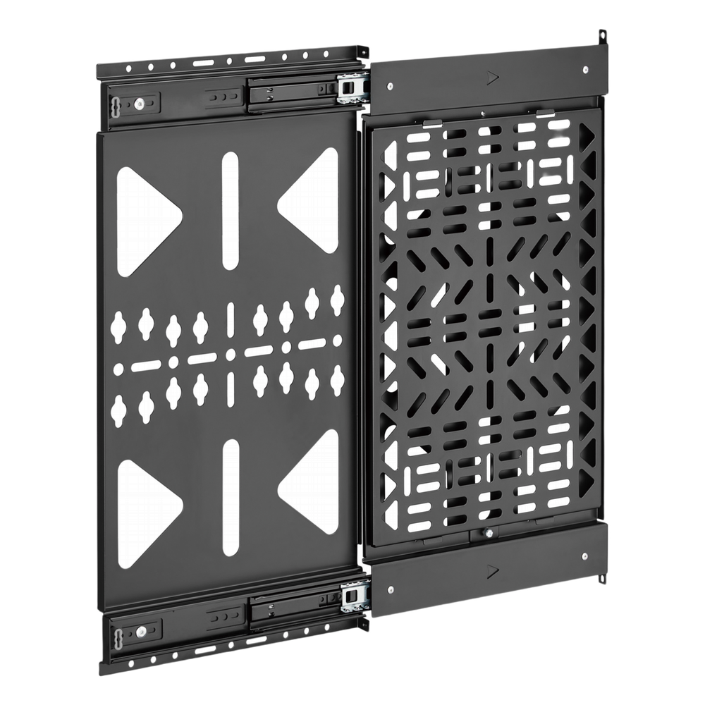 Montaje Deslizante de Almacenamiento AV | Capacidad de Carga 10 kg (22 lbs) | Rango de Deslizamiento 300 mm | Fabricado en Acero | Sistema de Sujeción Quick-Release sin Herramientas