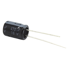 Capacitor Electrolítico de Aluminio, Radial de 470 µFd, 16 Vcc, 105 °C, 8.0 x 11 mm.
