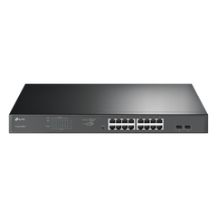 Switch JetStream de 16 puertos 10/100/1000Mbps y PoE af/at, 2 puertos SFP hasta 192W.