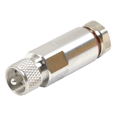Conector UHF Macho (PL-259) para Cable HELIAX de 1/2" LDF4-50A, LP-450A, Tipo Rosca, Bronce Blanco/ Plata/ Teflón.