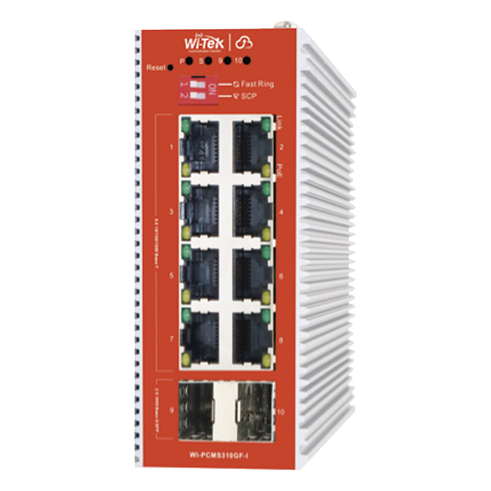 Switch L2+ PoE Industrial / Administración Cloud-Web-CLI / 8 Puertos PoE af/at 100/1000 Mbps / 2 Puertos SFP Gigabit / Presupuesto PoE 120 W / Protocolo ERPS (redundancia enlaces)