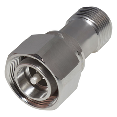 Adaptador en Línea de Conector 4.3-10 Macho a N Hembra, Bronce Blanco/ Plata/ Teflón.