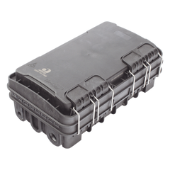 Caja de Distribución de Fibra Óptica para 24 Empalmes, con 8 acopladores SC/APC simplex, Exterior IP65, Color Negro