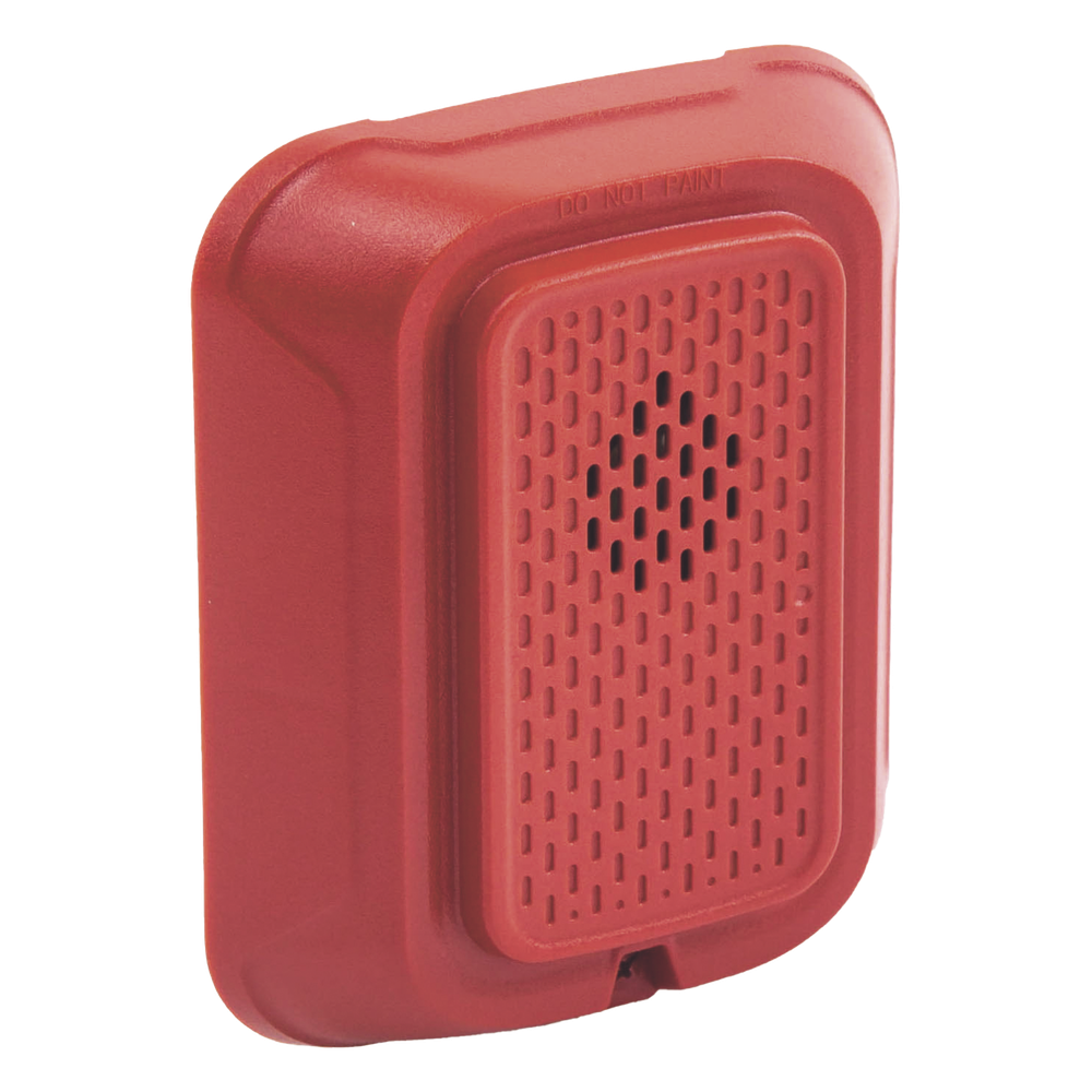 Sirena (bocina) para pared sin lámpara estroboscópica, color rojo, tono y volumen seleccionables, 12 o 24 Vcd