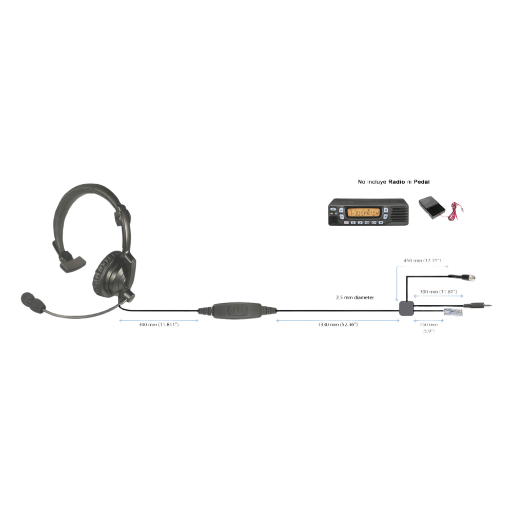 Diadema ligera acolchonada para radios móviles Motorola APX4500, XLT1500
