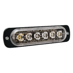 Luz Auxiliar de 6 LED, Rojo, Lente Transparente, SAE