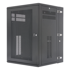 Gabinete PanZone de Montaje en Pared, de 19in, Puerta Ventilada, 18 UR, 635mm de Profundidad, Color Negro
