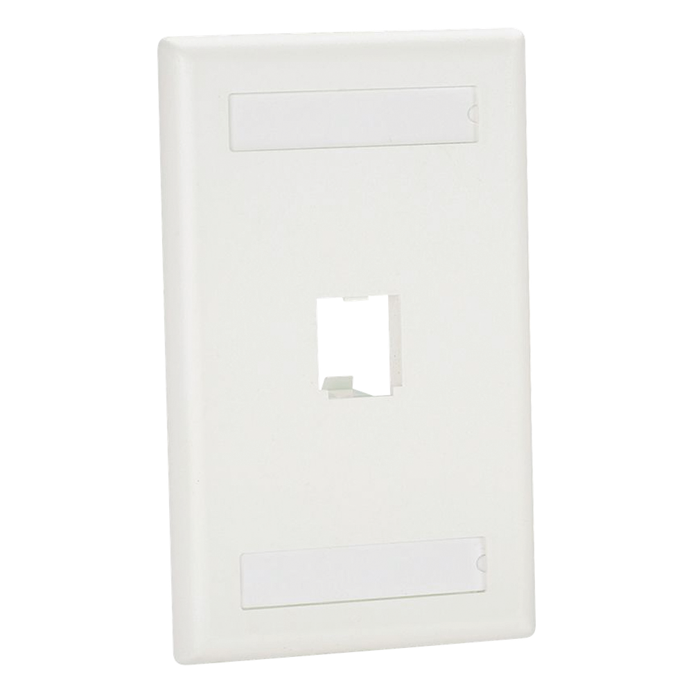 Placa de Pared Vertical Clásica, Salida Para 1 Puerto Mini-Com, Con Espacios Para Etiquetas, Color Blanco