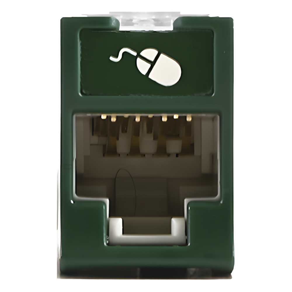 Jack Ultramax Cat6, UTP, Montaje Híbrido en Placa de Pared (Plano y Angulado), Color Verde, Punch Down
