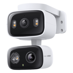 Cámara de Seguridad Dual PTZ / 2 Lentes 2K+2K (3MP cada uno) / 3x Claridad Telefoto / IP65 Exterior / IA Inteligente / Seguimiento Sincronizado / Vista Dual Simultánea / Color Night Vision / Audio Bidireccional / 125.5° Gran Angular + 67