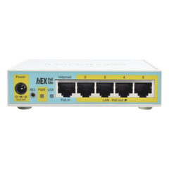 (hEX PoE LITE) RouterBoard, 5 Puertos Fast Ethernet, 4 con PoE Pasivo, 1 Puerto USB