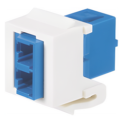 Módulo Acoplador LC Duplex, para Fibra Óptica Monomodo OS1/OS2, Tipo Keystone, Color Blanco Mate