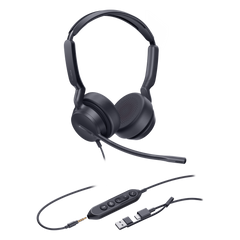 Yealink Auriculares UH42 SE Dual para Microsoft Teams con cancelación de ruido, USB-C/A y 3,5 mm, indicador de ocupado y listos para usar. Auriculares
