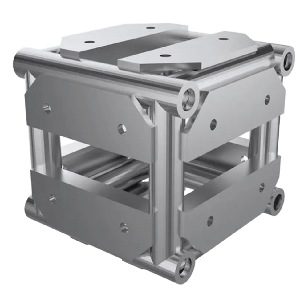 Cubo de Diseño 30x30 cm — 6 Vías de Conexión | Truss Tipo Americano | Esquina 3D