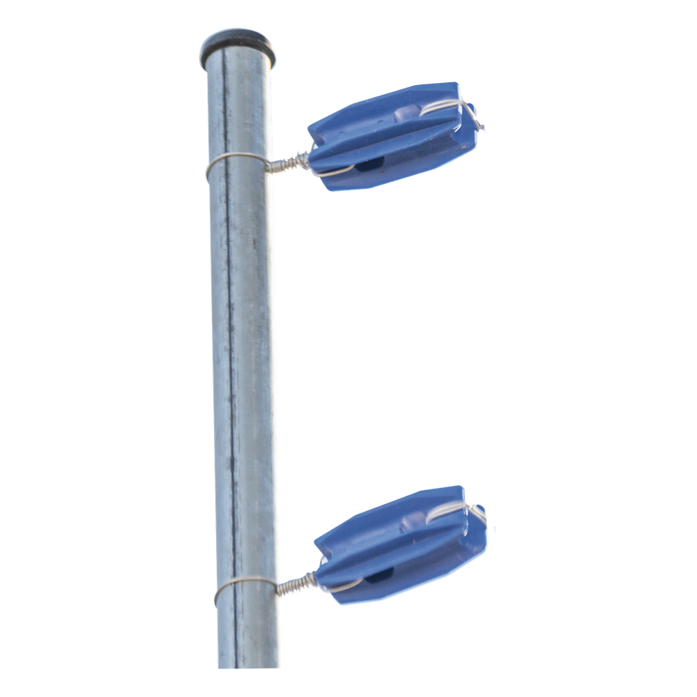 Aislador Azul de Esquina para Cercos Eléctricos / 18 kV / Resinas Vírgenes / Resistencia 7.5-10.2 kg / Anti UV / 66 mm x 31.6 mm