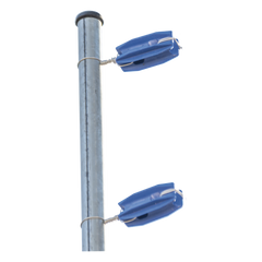 Aislador Azul de Esquina para Cercos Eléctricos / 18 kV / Resinas Vírgenes / Resistencia 7.5-10.2 kg / Anti UV / 66 mm x 31.6 mm
