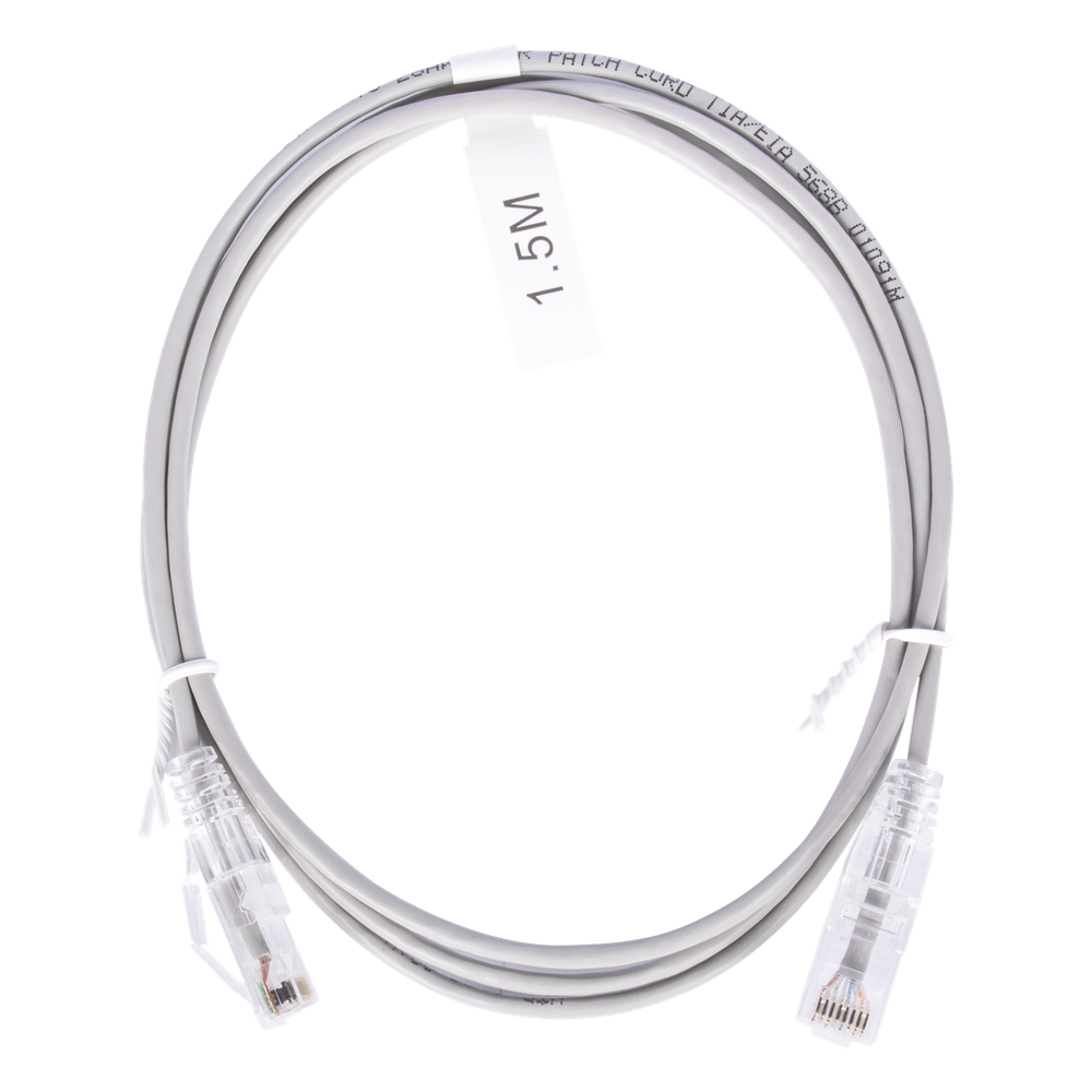 Cable de Parcheo Slim UTP Cat6 - 1.5 Metros (4.92 Pies) Gris Diámetro Reducido (28 AWG)