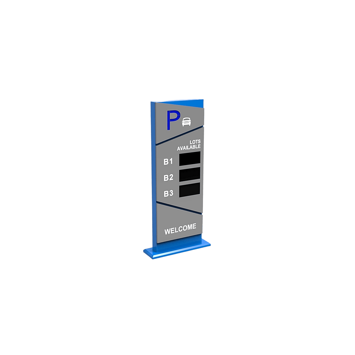 Pantalla Principal de Guía de Estacionamiento / 3 Módulos / Mensaje de Bienvenida / Uso con Aplicación de Guía de Estacionamiento