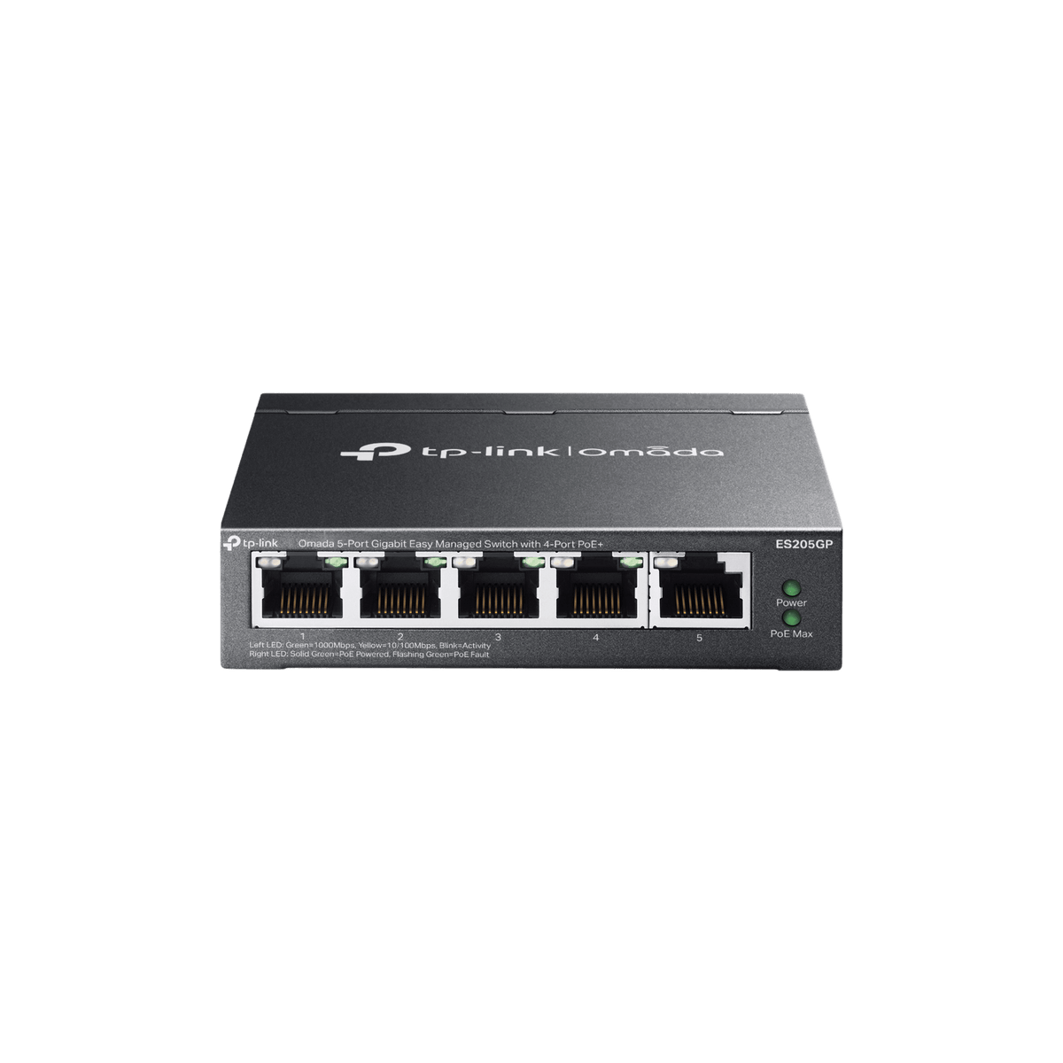 Switch Gestionado 5 Puertos Gigabit / 4 Puertos PoE+ 802.3at/af / 65W Power Budget / Gestión Cloud Omada SDN / Sin Ventiladores / QoS / VLAN