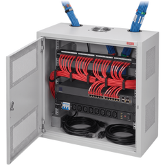 Gabinete Rack Horizontal D-Box 4U / Perfil Bajo 48x24x8 in / Acero RAL 7035 / Puerta 120° / Retail y Puntos Públicos
