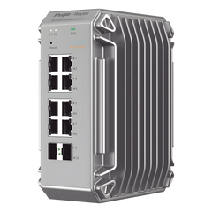 Switch Industrial PoE, Ideal para temperaturas Extremas y protección contra descargas, 8 puertos Gigabit PoE 802.3af/at + 2 SFP para fibra 1Gb, gestión gratuita desde la nube, 125w