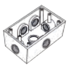 Caja Condulet FS de 1/2" (12.7 mm) con seis bocas a prueba de intemperie.