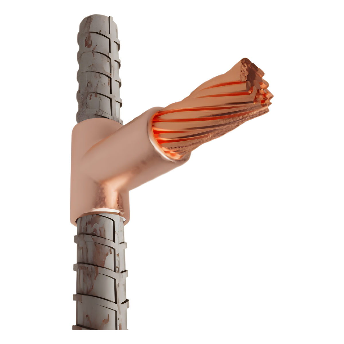 Molde para Soldadura exotemica para cable Horizontal cal. 4/0 a Varilla Corrugada Vertical de 1/2
