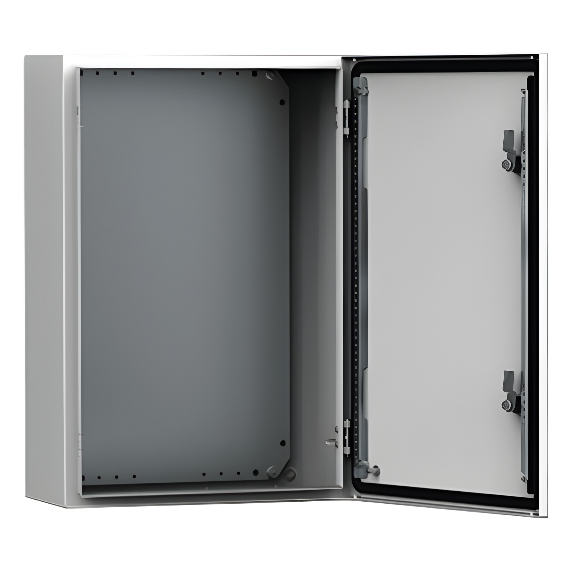 Gabinete de Uso Exterior MAS 600 x 600 x 210 mm NEMA 4/12/13; IP66; IK10 de Acero Dulce 1.5 mm con Platina de Montaje Incluida Color Gris Claro