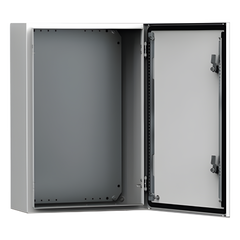 Gabinete de Uso Exterior MAS 600 x 600 x 210 mm NEMA 4/12/13; IP66; IK10 de Acero Dulce 1.5 mm con Platina de Montaje Incluida Color Gris Claro