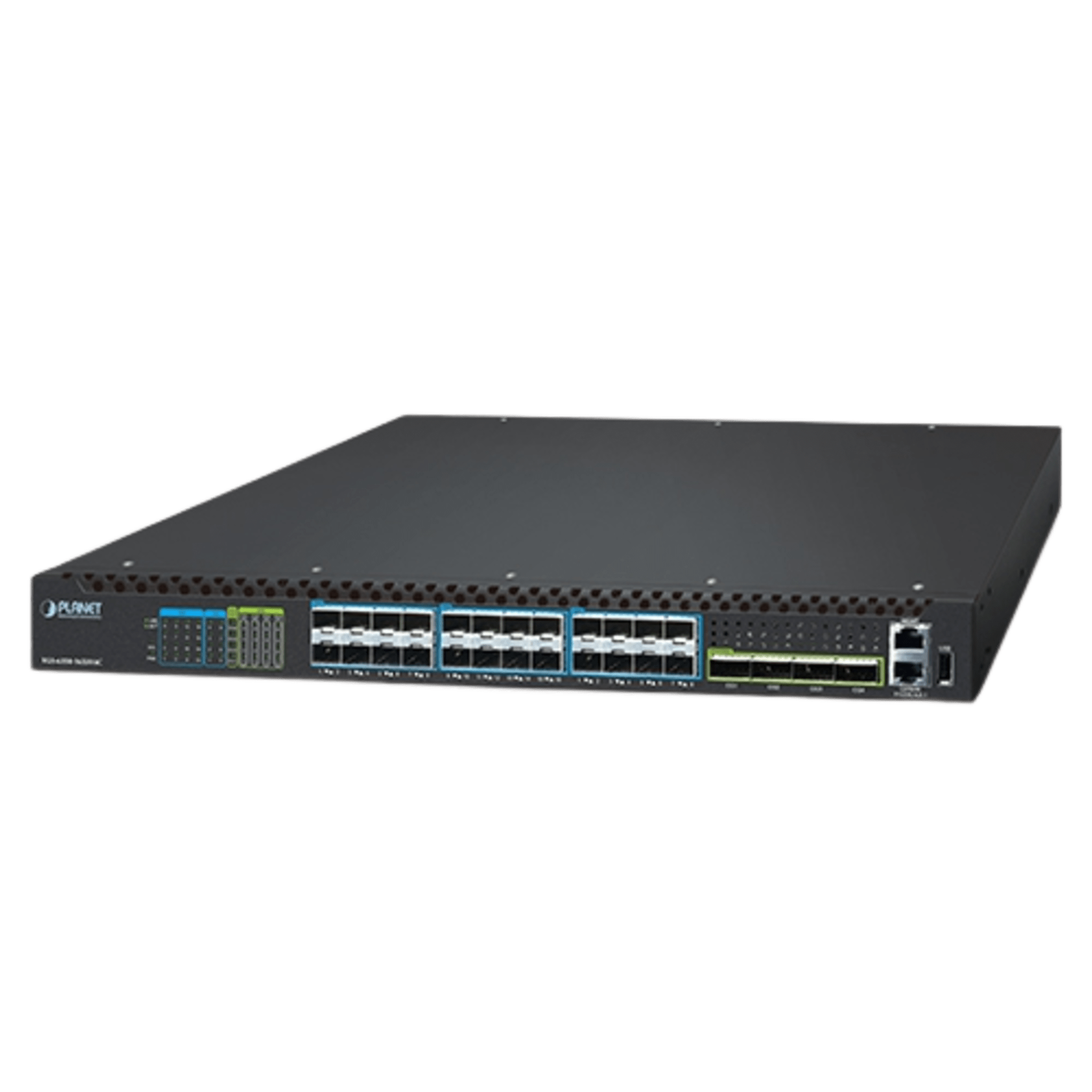 Switch Gestionado Capa 3 Multi-puerto 10G/25G + 2/4-Puerto 100G QSFP28 / 880-1520 Gbps Non-Blocking / Stacking 10 Unidades / Enrutamiento OSPF, BGP, RIP, VRRP / ERPS G.8032 / Slot Para Fuente Redundante AC/DC / Data Center y AI Infrastructure