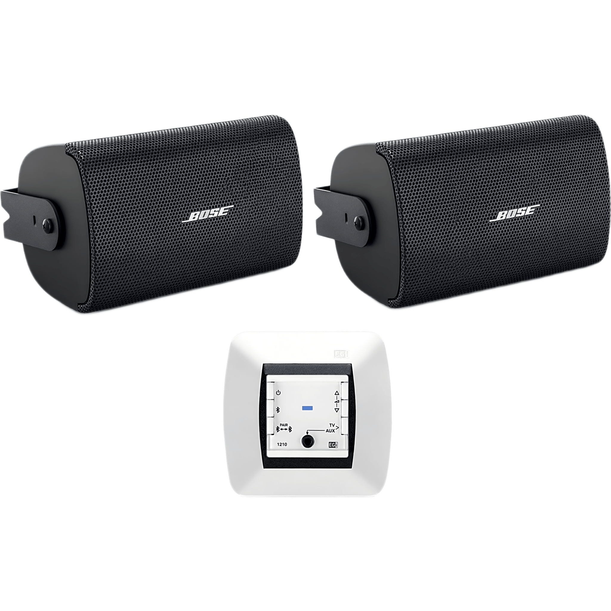 Kit de Audio Residencial | Mando Bluetooth EGI 121010H + Par de Bocinas de Superficie BOSE FS2SE | 2+2W RMS | Negro | IP55