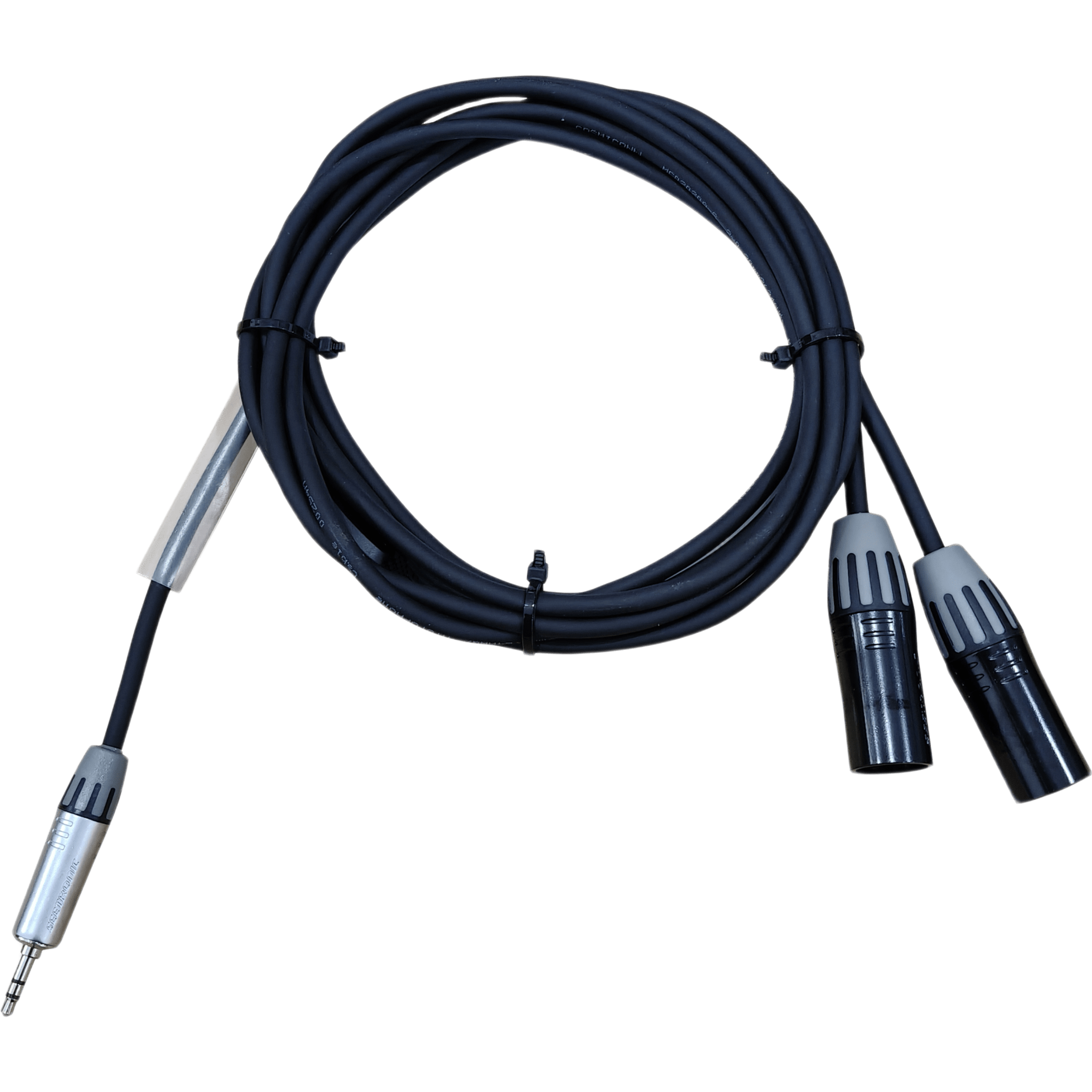 Cable de Audio | Plug 3.5mm estéreo a 2 XLR macho | Conector Seetronic Serie M MTP3C-BG - SCMM3-B | Longitud 3m