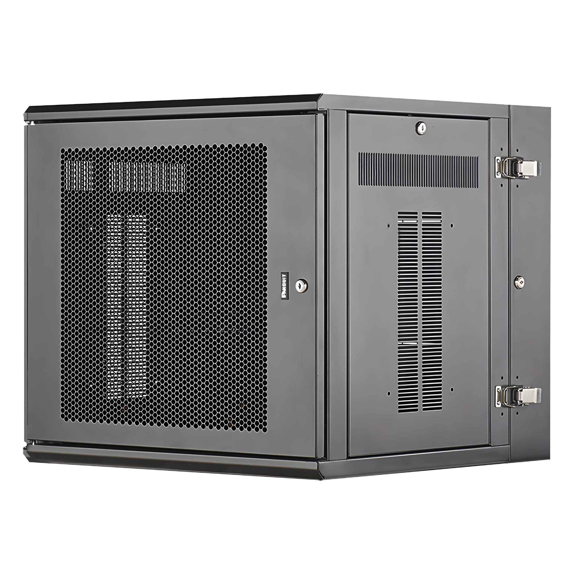Gabinete PanZone de Montaje en Pared, de 19in, Puerta Ventilada, 12 UR, 635mm de Profundidad, Color Negro
