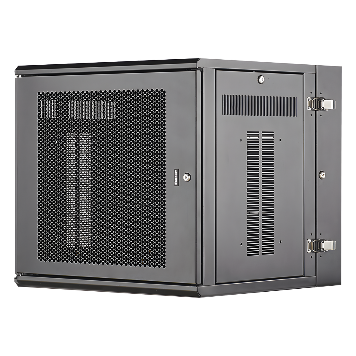 Gabinete PanZone de Montaje en Pared, de 19in, Puerta Ventilada, 12 UR, 635mm de Profundidad, Color Negro