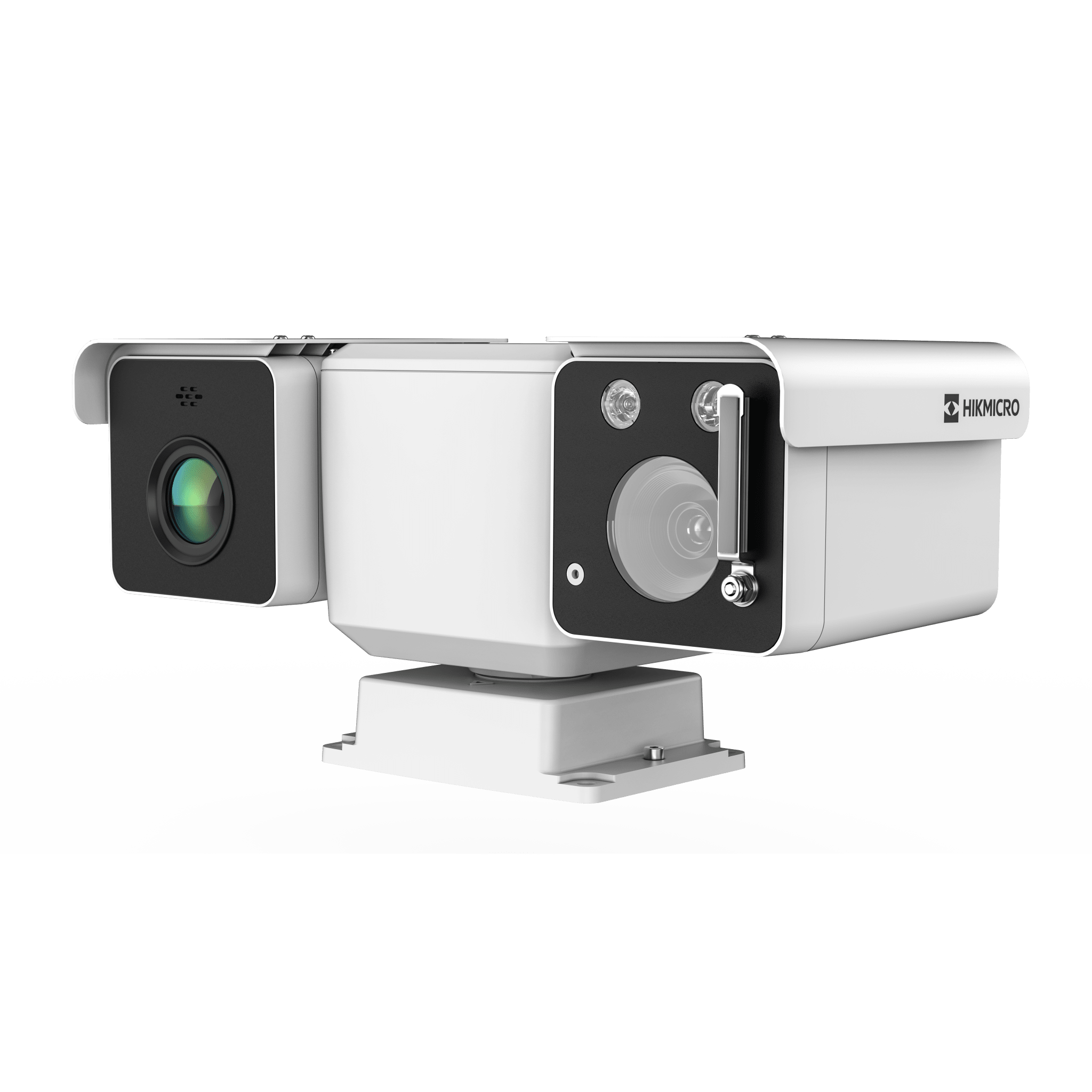Mini Punta de Poste IP Bi Espectro/ Térmica: 256 × 192 (15 mm, NETD ≤35 mK) + Óptico 32X (4 Megapixel)/ 800 mts IR / IP67 IK10 / Detección de Temperatura / microSD/Detección de Humo y Fuego